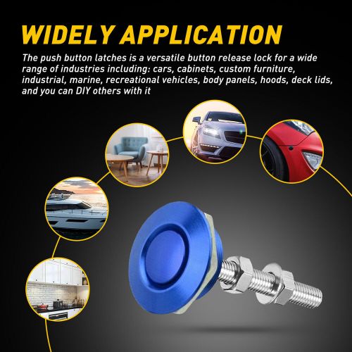 Car push button quick release hood bonnet pins lock clip blue bumper latch kit