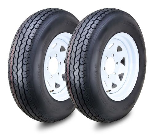 2 fc trailer tire assembly st225/75d15 8-ply white spoke rim 6 lug on 5.5&#034;