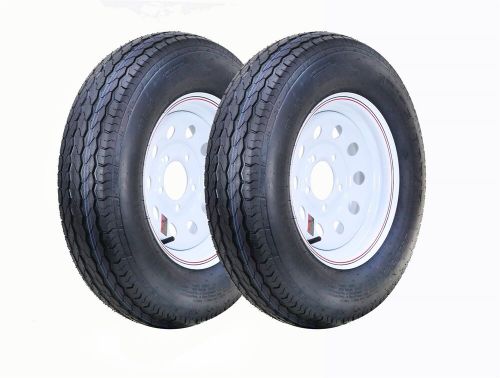 2 fc trailer tire assembly st175/80d13 8-ply white mod rim 5 lug on 4.5&#034;