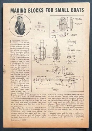 “making blocks for small boats” crosby design 1943 howto plans wood/plastic