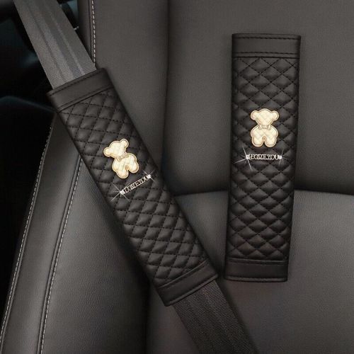 2pcs car seat belt shoulder covers cute pu leather white bear shoulder pads 22cm