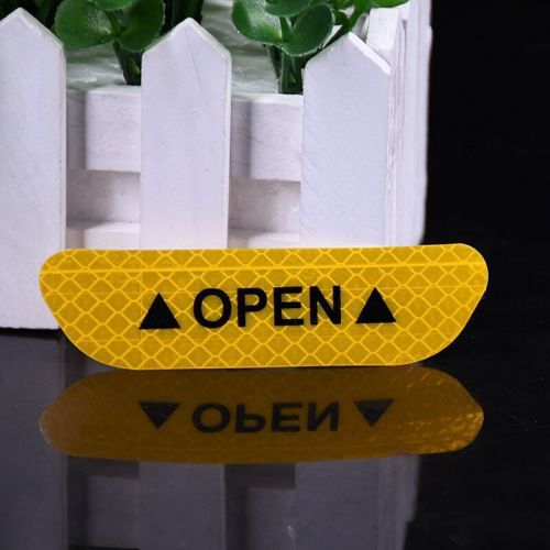 4pcs car door reflective open sign tape warning safety mark sticker decal yellow