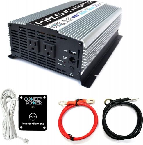 Gowise power 1000w pure sine wave inverter 12v dc to 120v ac 2 outlets