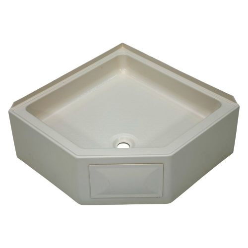 Lippert 298087 - parchment plastic corner shower pan with center drain (27&#034;l x