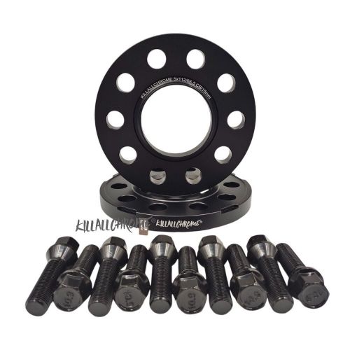 Mini f56 black alloy 15mm wheel spacers 5x112 extended + bolts hubcentric