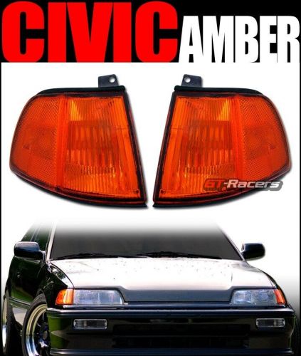 For 1990-1991 honda civic 2dr/coupe jdm sport amber signal parking corner lights