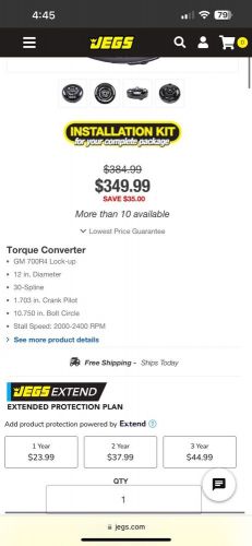 Jegs gm700r4 torque converter  (2000-2400 stall)