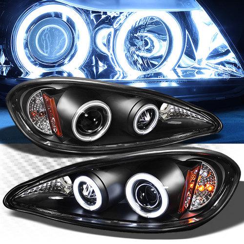 99-05 pontiac grand am dual ccfl halo led projector black headlights pair set