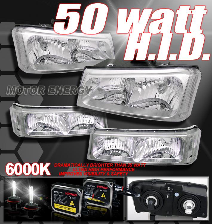 03 04 05 06 chevy silverado headlight+50w xenon hid kit