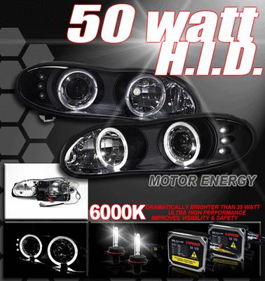 1998-2002 camaro halo blk projector headlight+6000k hid