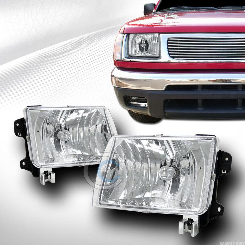 Jdm crystal chrome head lights lamps left+right ks 98-00 nissan frontier/xterra