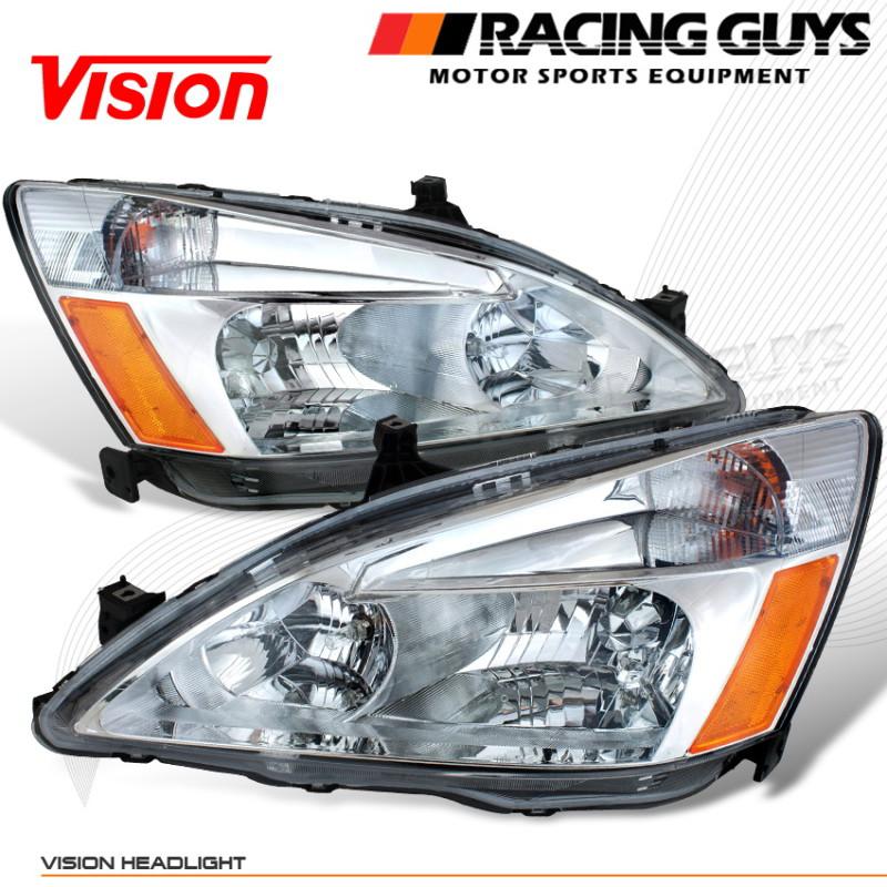 Vision head lights lamp chrome driver+passenger euro clear lh+rh replacement l+r