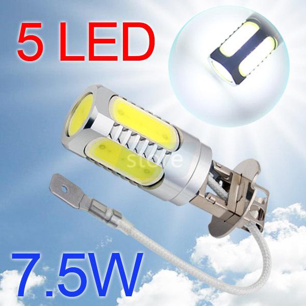 H3 high power 7.5w 5 led pure white fog head tail driving car light bulb lamp