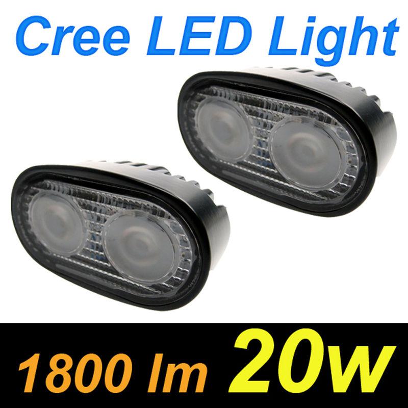 2x 20w led usa cree work light flood beam off road lamp truck 12v 24v 4wd 4x4