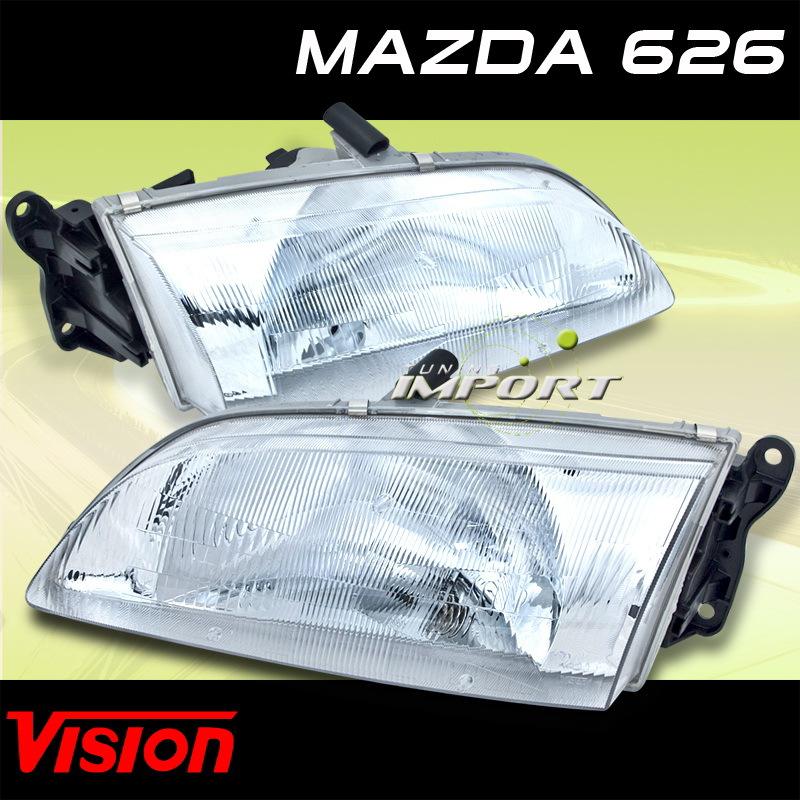 1998-1999 mazda 626 vision replacement left+right headlights includes h4 bulbs