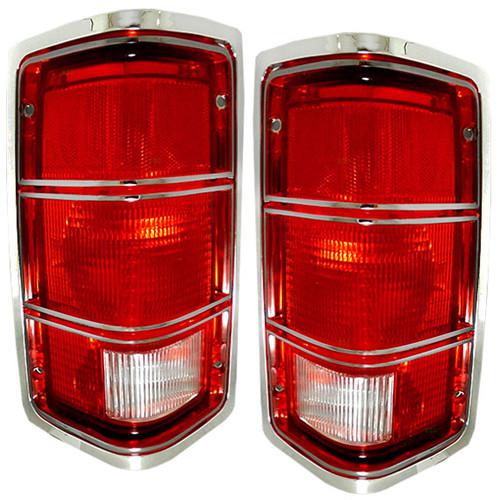 New pair set taillight taillamp w/ chrome bezel dot 87-88 dakota pickup truck