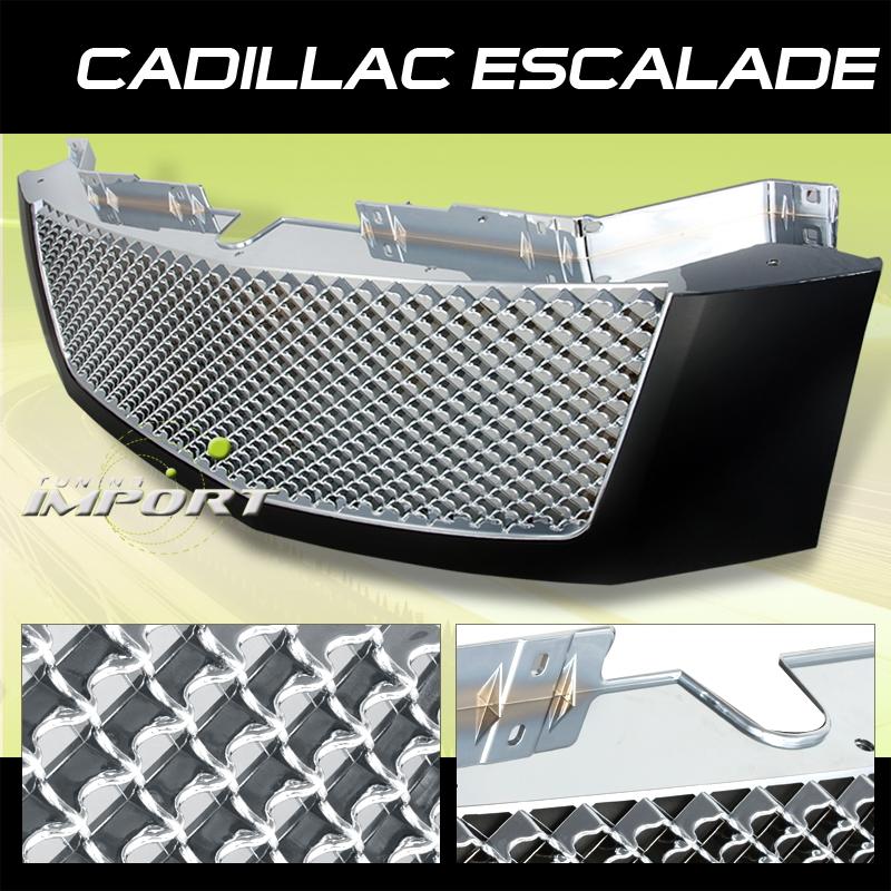 07-09 cadillac escalade front grille chrome/black mesh sport grill replacement