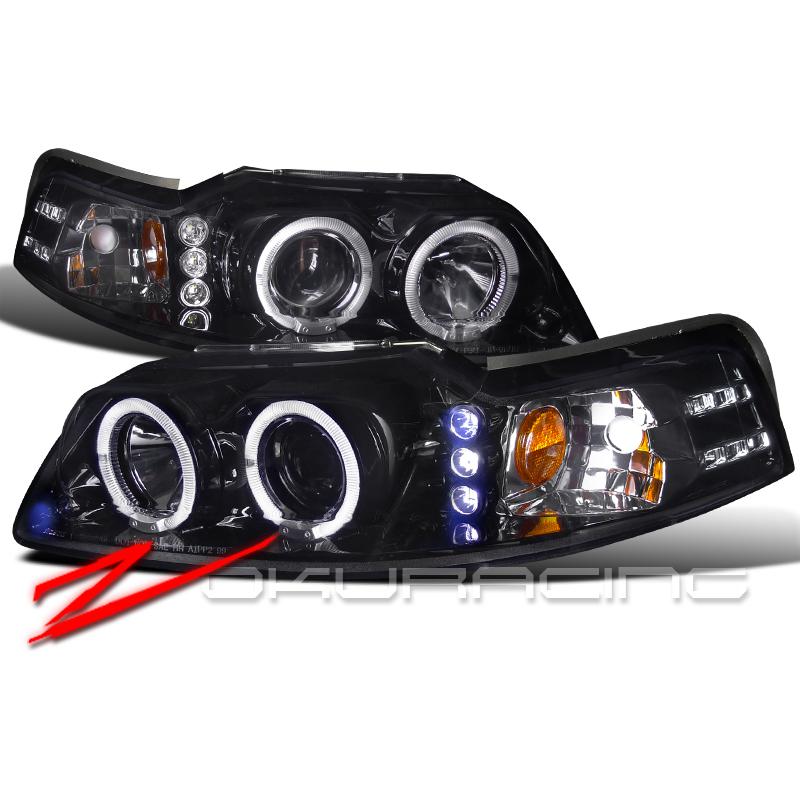 1999-2004 ford mustang led projector headlights glossy black