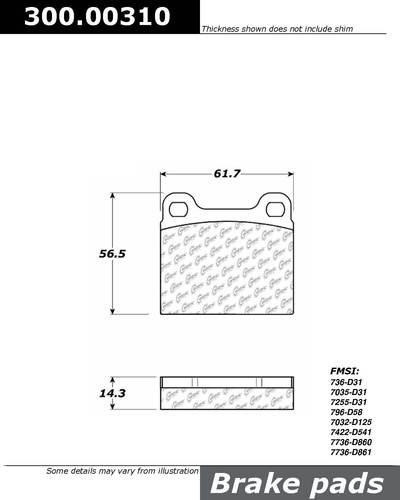 Centric 300.00310 brake pad or shoe, rear-premium semi-met pads w/shims