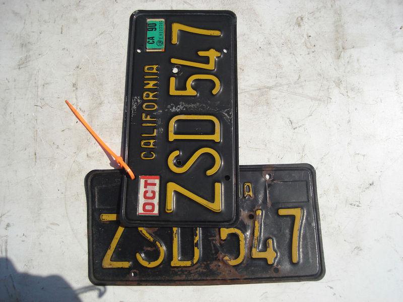 Black california ca license plate plates zsd 547