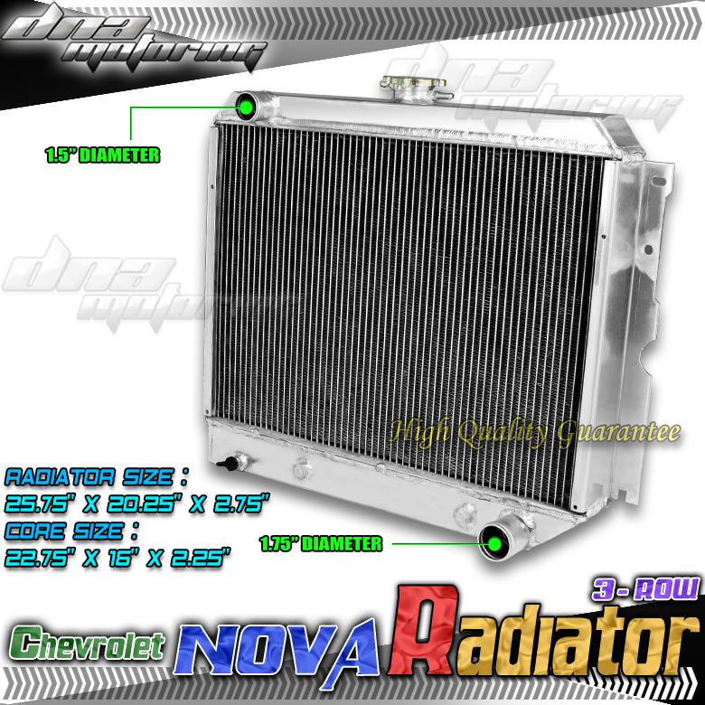 Tri core full aluminum 3-row racing radiator 62-67 chevrolet chevy ii/nova i6/v8