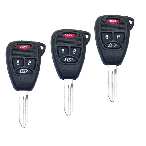 3pcs new uncut blade remote key shell fit for chrysler dodge jeep w/pad 4buttons