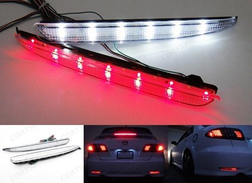 03-08 mazda6 clear lens bumper reflector led reverse lamp tail brake stop light