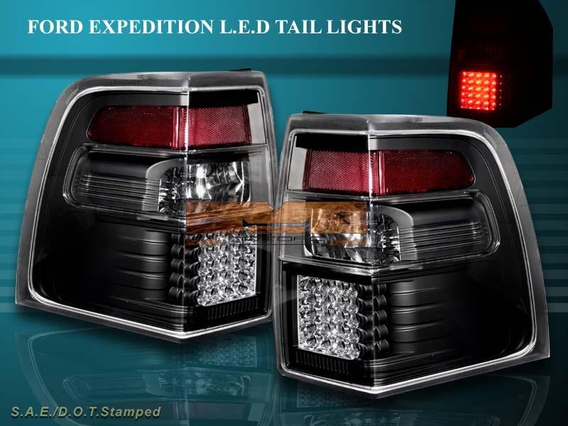 2007-2011 ford expedition el xlt limited tail lights black led 1 pair 2007-2011