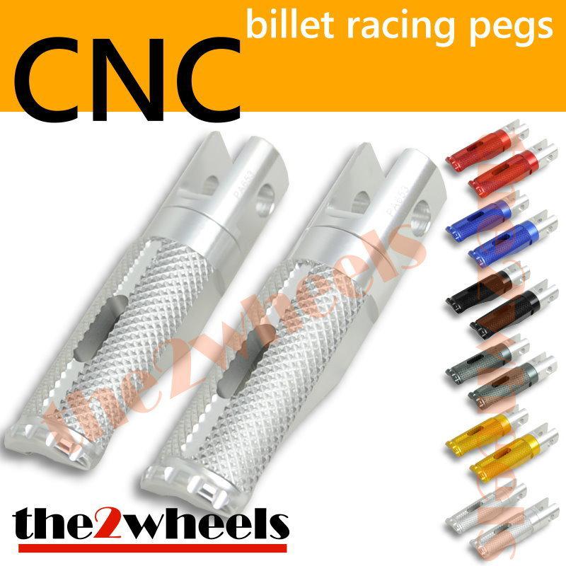 Cnc billet racing front foot pegs rests suzuki gsxr600 01-05 silver