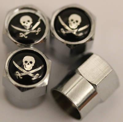 Pirate head black tire valve caps suv sedan coupe turbo free shipping