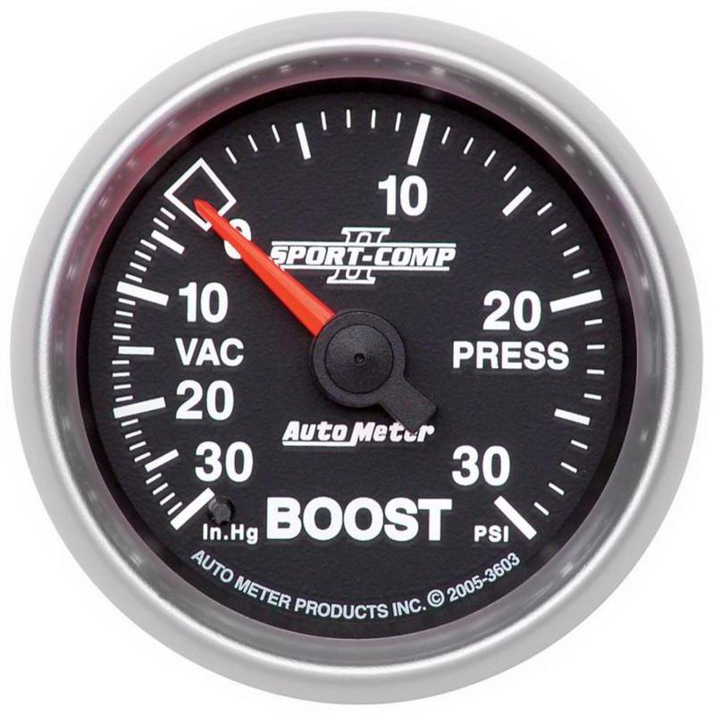 Auto meter 3603 sport-comp ii; mechanical boost/vacuum gauge