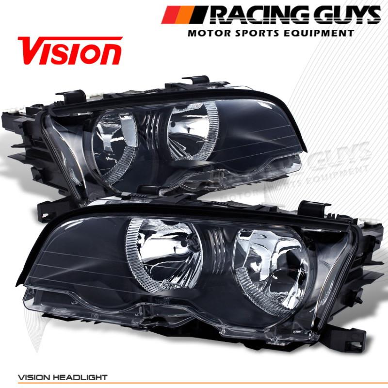 1999-2001 bmw 325ci 330ci e46 3-series coupe black head lights lamps left right