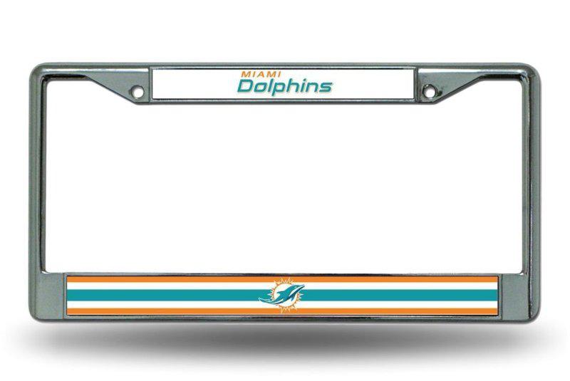 License plate frame chrome metal car truck suv miami dolphins