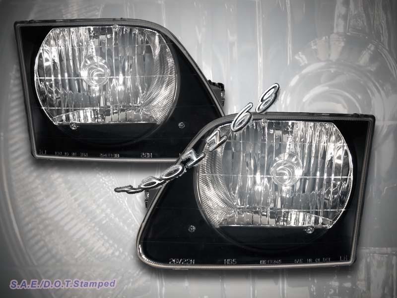 97-02 ford expedition / 97-03 f150 headlights black