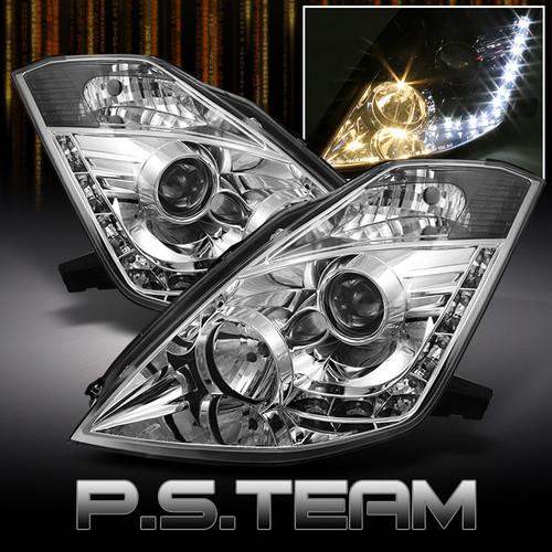 03-05 nissan 350z z33 drl led strip projector headlights lights *fit hid-d2r*
