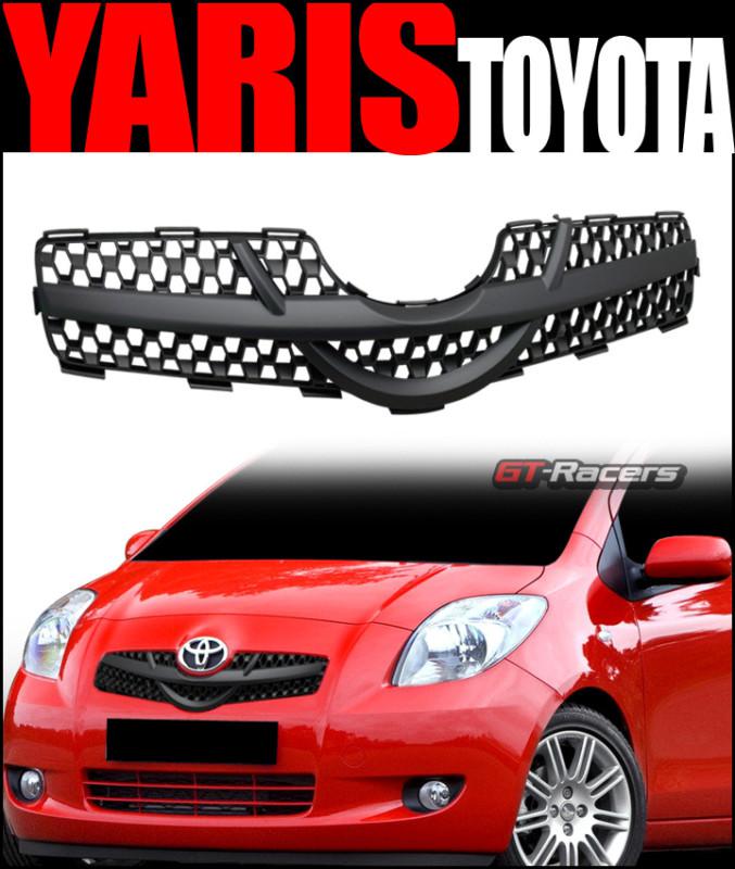 Jdm blk sport mesh front hood bumper grill grille abs 06-08 toyota yaris 3d/3dr