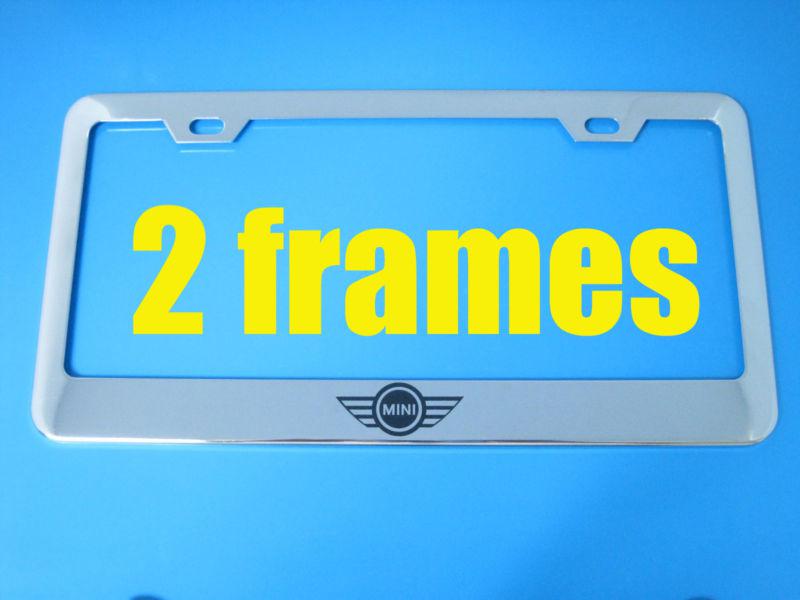 Mini cooper "logo" superior chrome metal license plate frame (2pcs)