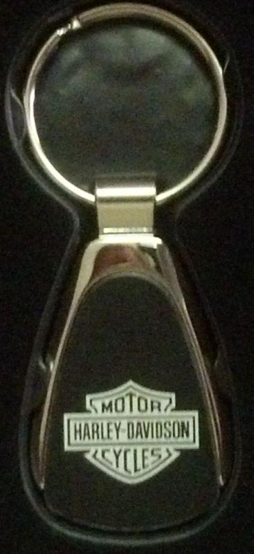 Nostalgic/unique harley davidson black inlay tear drop keychain