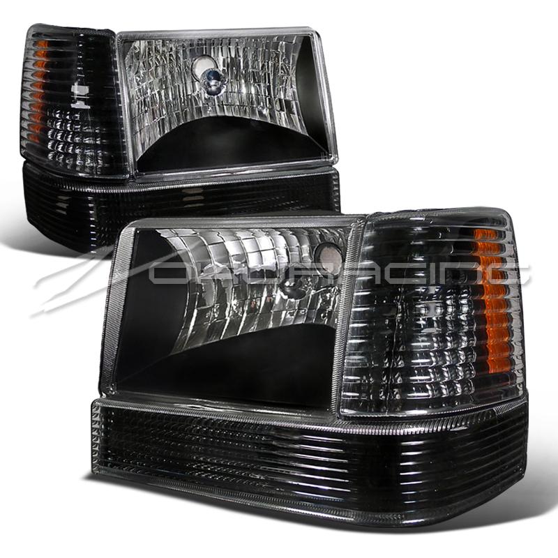 1993-1996 jeep grand cherokee headlights+corner+bumper parking black