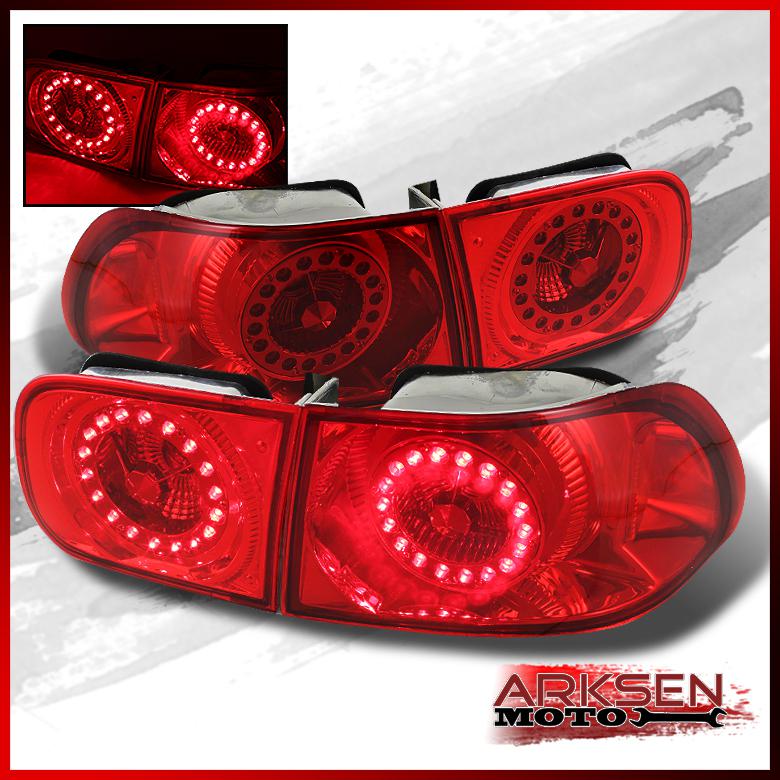 92-95 honda civic 2/4 door led ring tail lights rear lamps left+right pair set