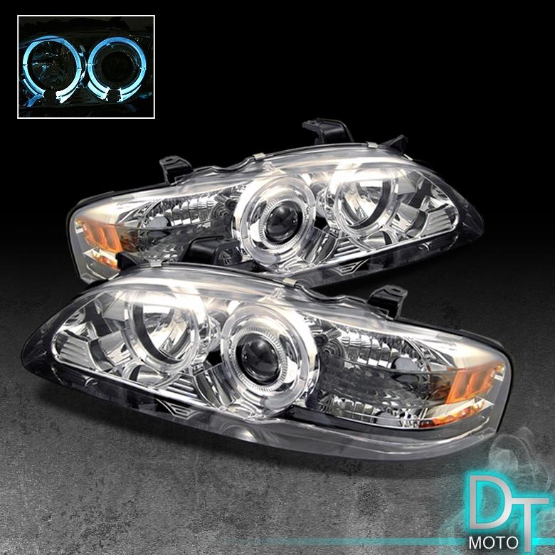 Chrome 00-03 nissan sentra dual halo projector headlights lamps light left+right