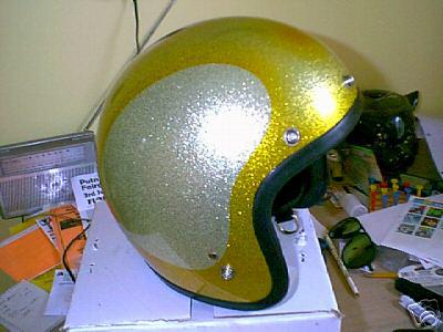 Nos shoei fancy gold metalflake motorcycle helmet