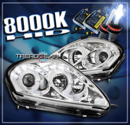 00-05 mitsubishi eclipse halo drl led projector headlights+8000k hid 01 02 03 04