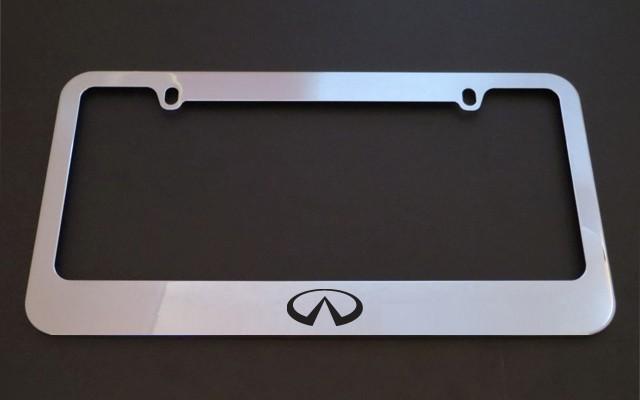 1 brand new infiniti logo chrome metal license plate frames + screw caps