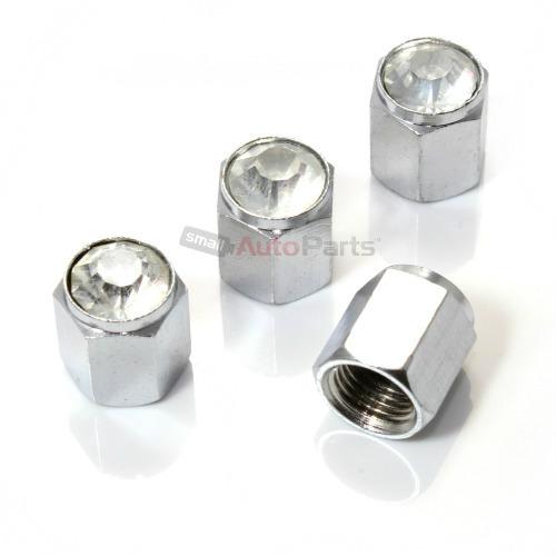 4 car-truck bling diamond crystal clear chrome tire/wheel air stem valve caps