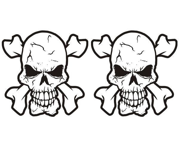 Skull decal set 4"x4" cross bones skulls biker crossbones vinyl sticker s2 zu1