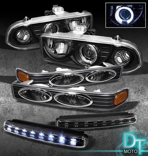 Drl led fog+98-04 chevy s10 blazer projector head lights+black bumper lamps