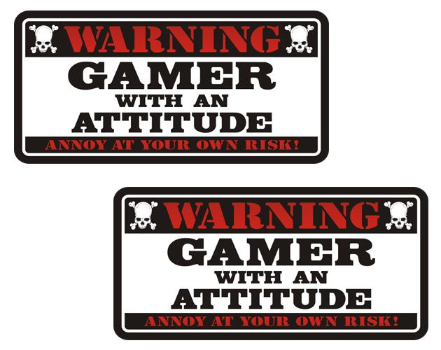 Gamer warning decal set 3"x1.5" ps3 xbox ps2 wii vinyl sticker zu1
