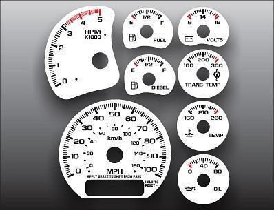 1999-2002 chevrolet silverado duramax instrument cluster white face gauges