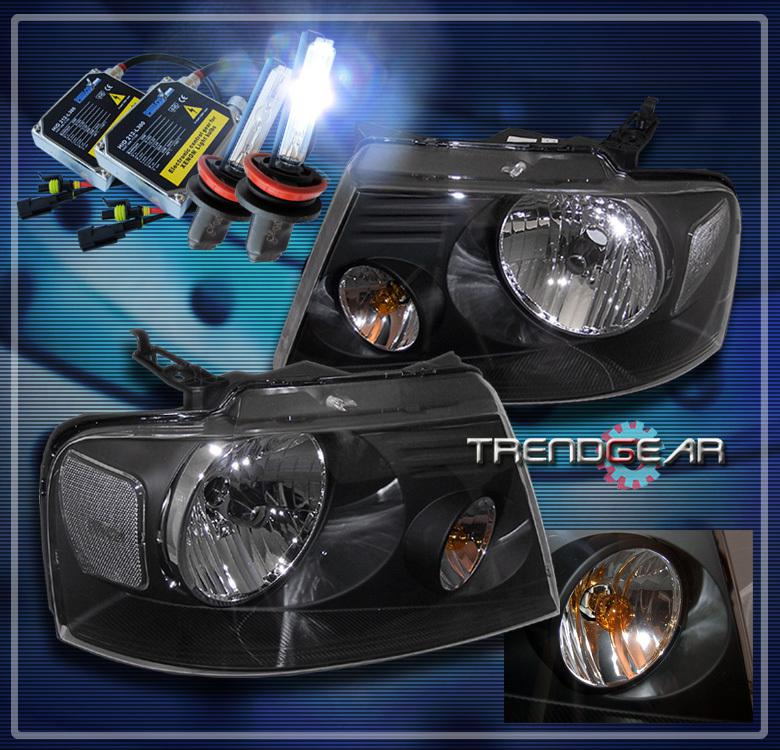 04-08 ford f-150 truck crystal headlights+hid 8k lamp black 05 06 07 fx2 fx4 stx